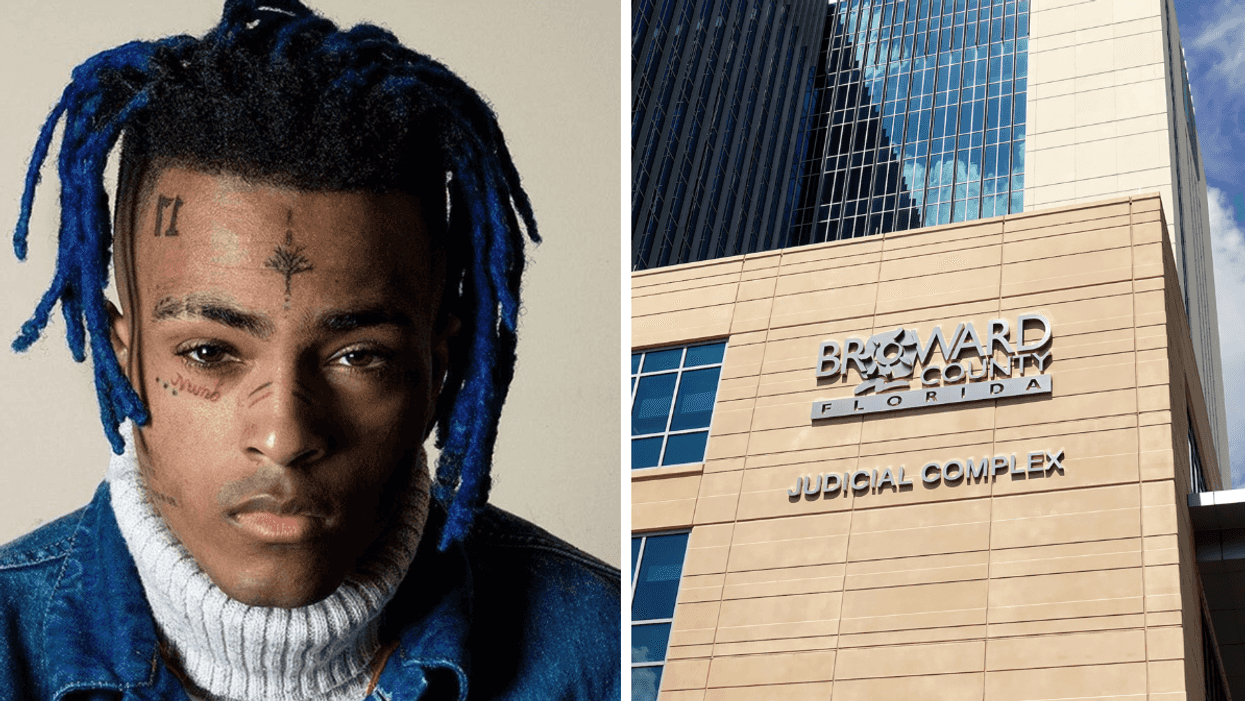 XXXTentacion. Right: Broward County Florida Judicial Complex.