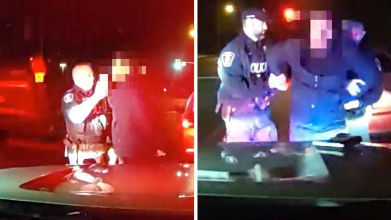 York Regional Police arresting a man for failing to provide a breath sample.