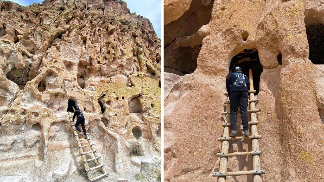 You Can Climb Giant Wooden Ladders To Explore Hidden Alcoves On This New Mexico Trail