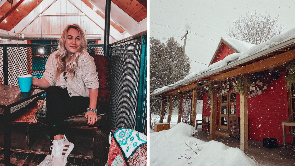 You Can Drink Coffee In A Cozy Bunkhouse Nook Inside A Red Cabin Near Ottawa