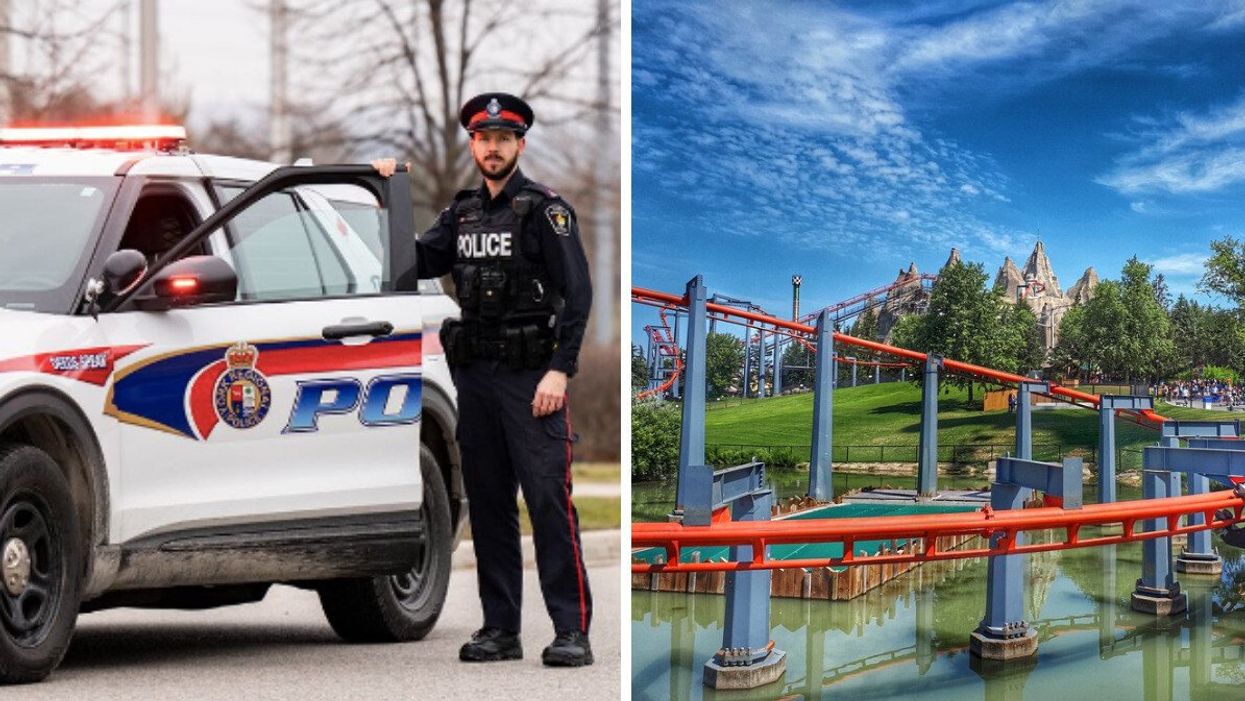 YRP officer. Right: Rollercoaster at Canada's Wonderland.