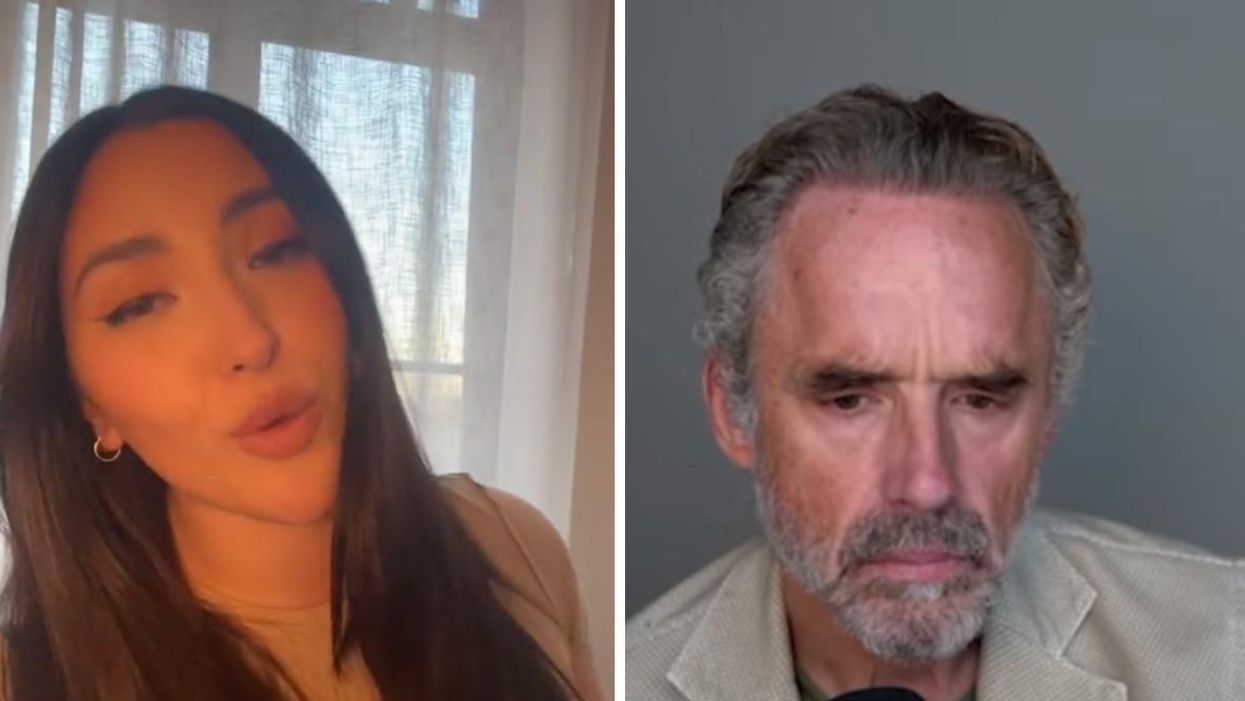 Yumi Nu on her TikTok video. Right: Jordan Peterson.