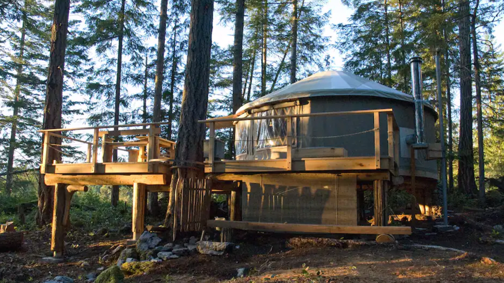Yurt Airbnb on Cortes Island.