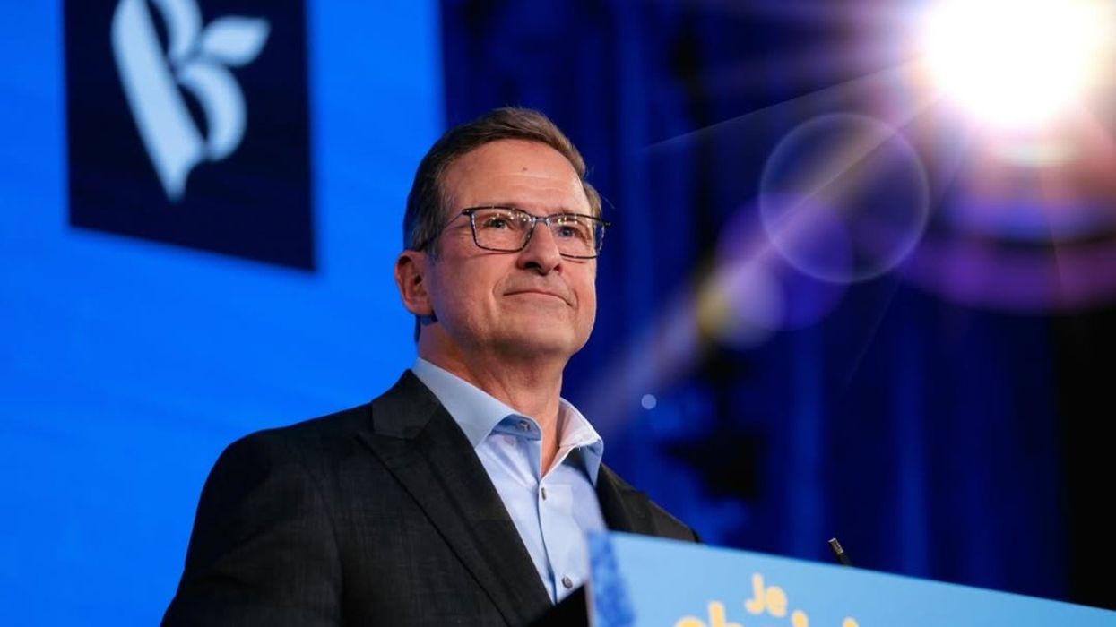 Yves-Francois Blanchet gives a speech.