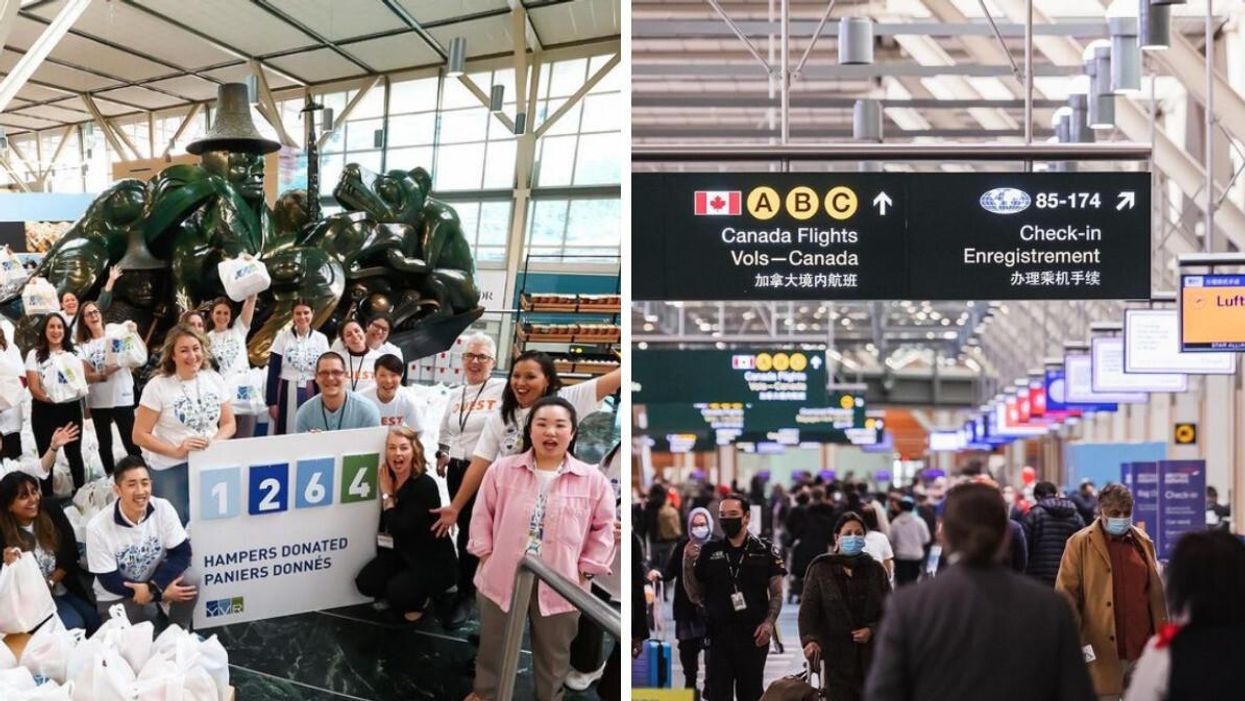 YVR workers. Right: YVR.