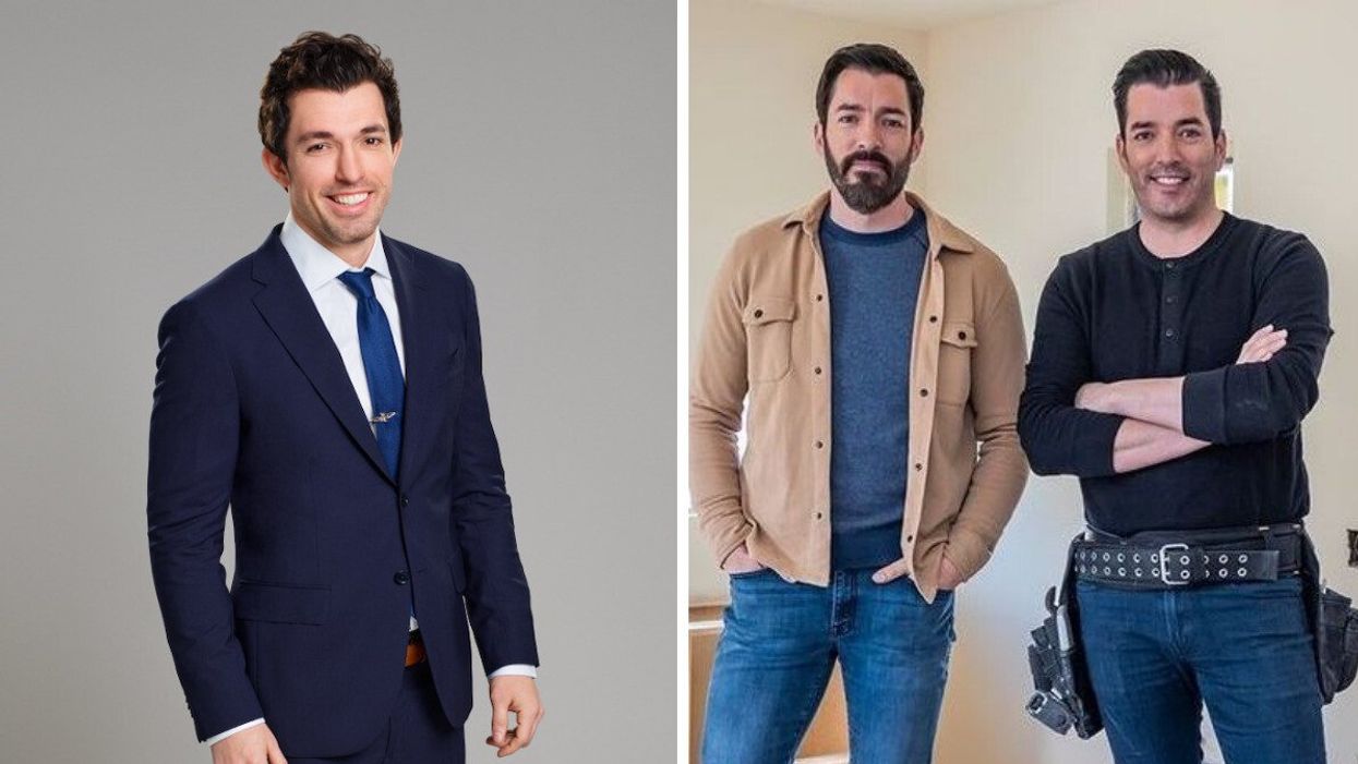 Zack Goytowski from 'Love Is Blind' Season 4. Right: Drew and Jonathan Scott also known as the Property Brothers.