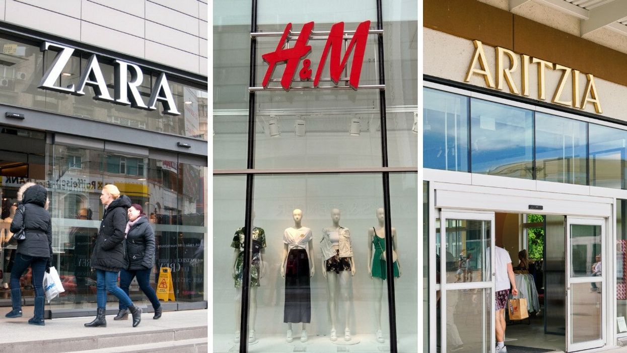 Zara. Centre: H&M. Right: Aritzia.