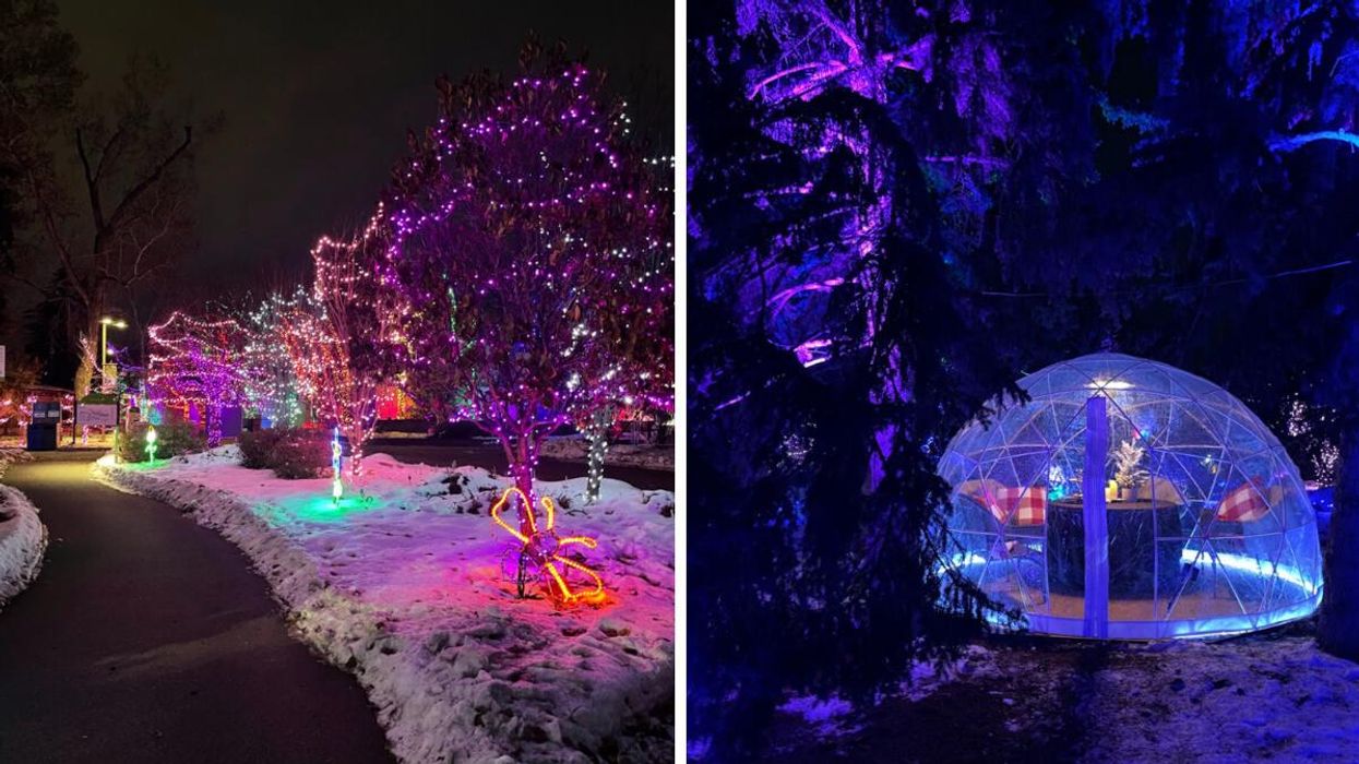 ZooLights at Calgary Zoo. Right: Snow globes at Calgary Zoo.